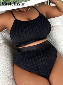 Plus Size Ribbed Bikini Set For Women 0XL To 4XL Swimsuit