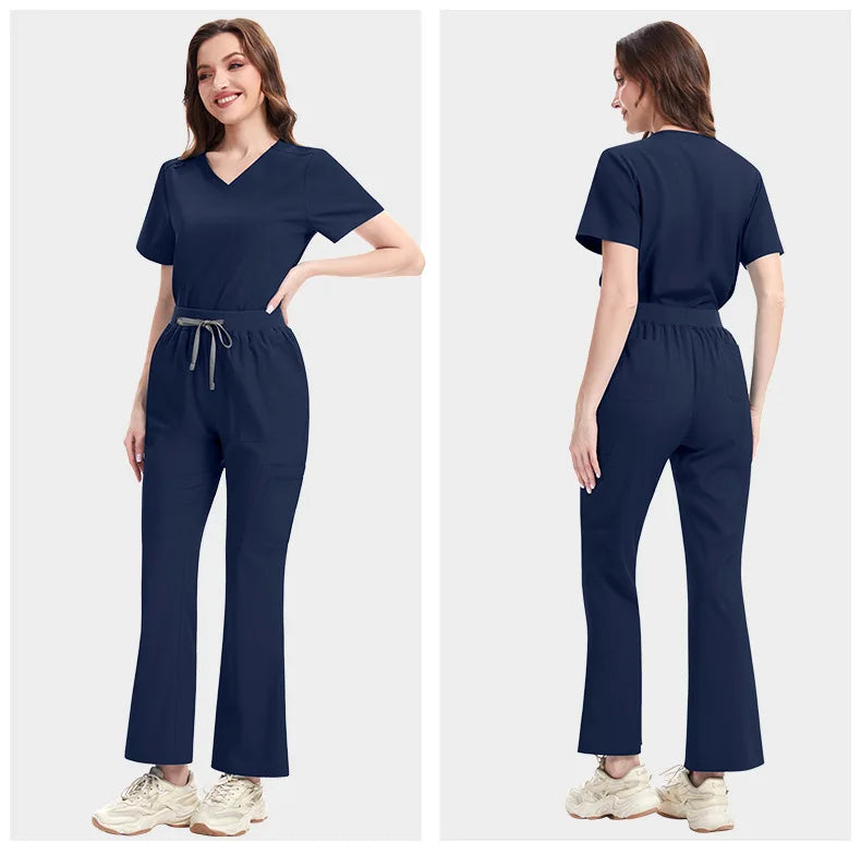 New Slim Fit Women Scrubs Sets Woman Medical Uniforms Nurses Accessories Clinic Beauty Salon Spa Pet Shop Workwear Clothing