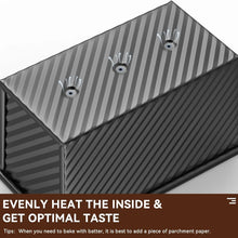 Rectangle Loaf Pan with Lid 1lb Non-Stick Bread Baking Pan Carbon Steel Corrugated Toast Box Toast Mold for Oven Baking Tool