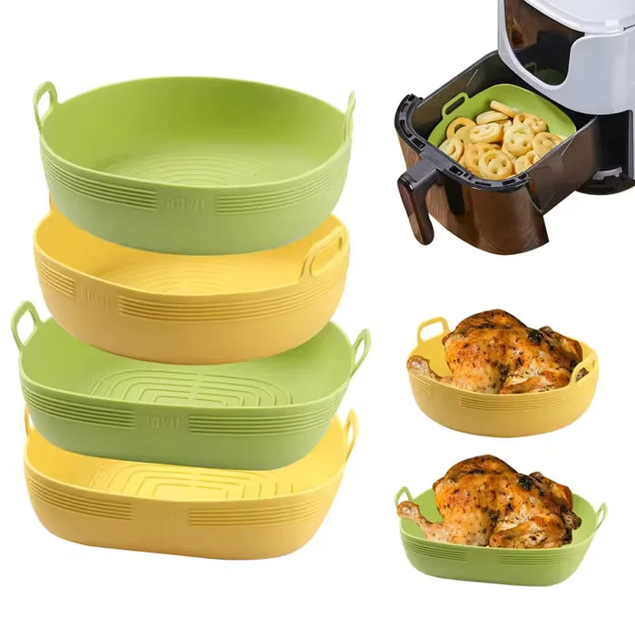 Nouveau plateau de cuisson en silicone pour friteuse à air, panier réutilisable, moule de revêtement, tapis à pizza, accessoire de remplacement pour plaque de gril