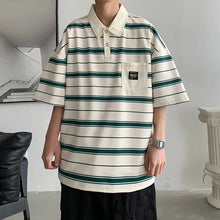 2024 New Summer Men POLO Shirt Trend Loose Clothing Students Short-sleeved T Shirt Tops Round Neck Five-quarter Sleeve Harajuku