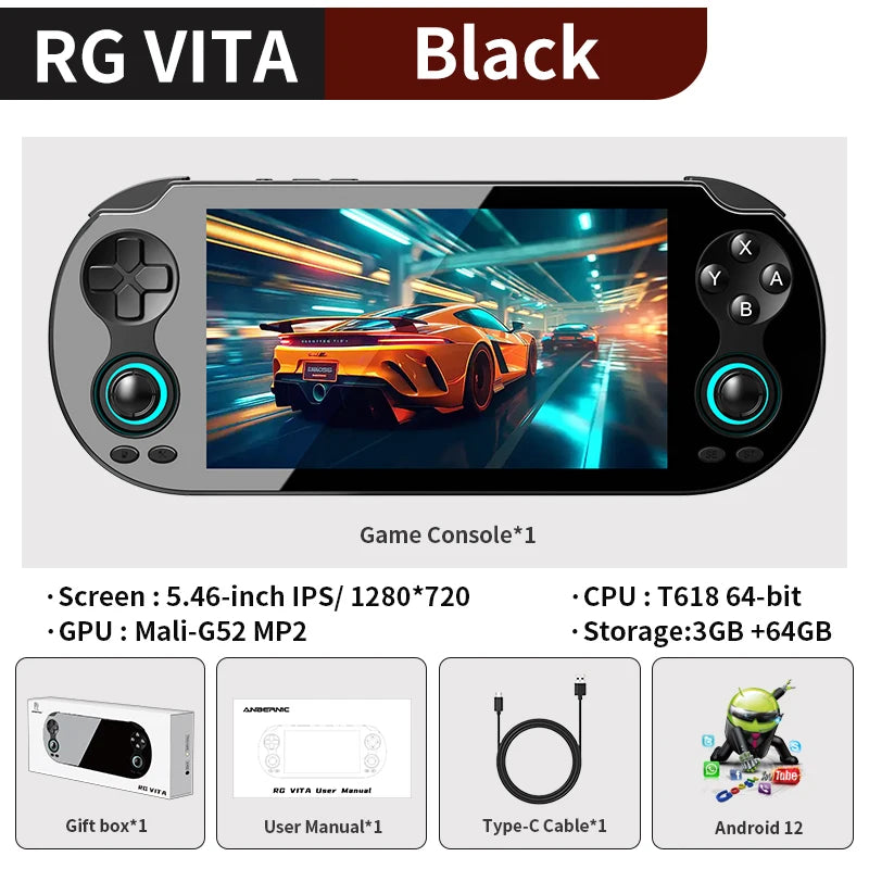Anbernic RG VITA / RG VITA Pro Handheld Game Console Android 5000mAh Retro Video Games Player Suppor WIFI Bluetooth AI Streaming