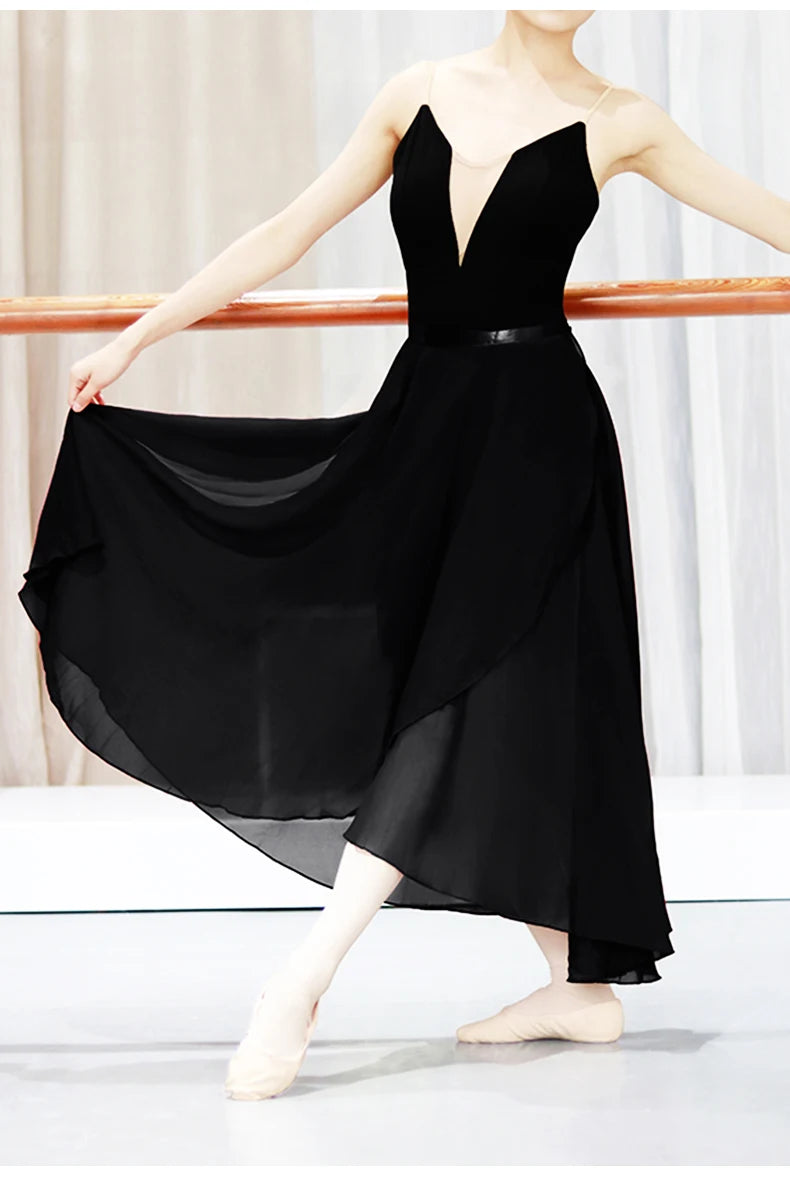 Adult Ballet Wrap Skirt for Women Soft Chiffon Dance Practice Skirt Ballet Class Performance Cover Up