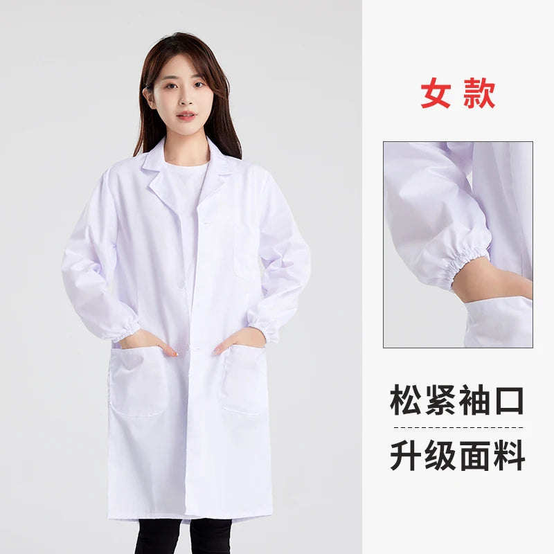 Long Sleeve White Lab Coat Work Uniform for Women Short Sleeve Summer Student Doctor Suit Male Lab Coat Isolation Gown