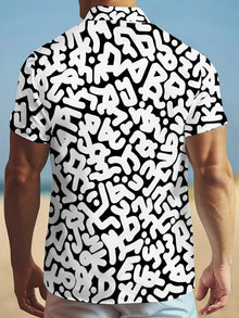 2026 Summer New Style Men's Short-Sleeved Shirt with 3D Letter Print for Street Casual Fashion Comfortable Soft Breathable