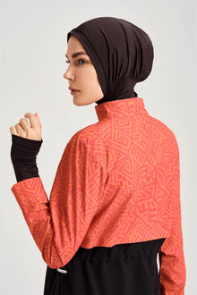 4PCS/Set Burkini Femme Musulmane Printing Sportswear Loose Fit Strechable UPF50-UV Protection Swimsuit With Zipper