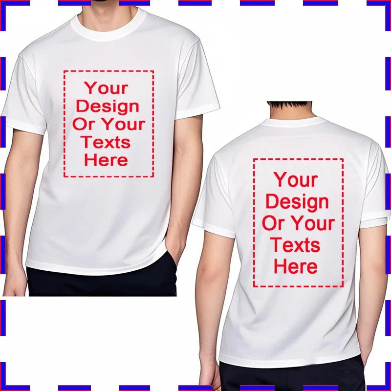 Design Your Own Oversized T-shirt for Men Custom Graphic Blank Cotton Personalized Message Tshirt Loose Fit Tops Gift Your Logo