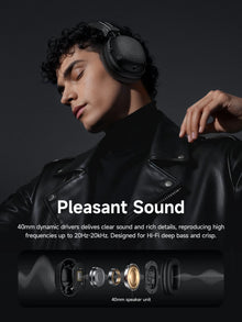 HOCO Retro PU Leather Wireless Bluetooth 5.4 Headphones 40MM Deep Bass Speaker Music Sports HiFi Audio Earbuds Fashion Over-Ear