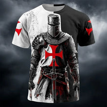 3D Print Templar Knight Warrior T-Shirt For Men Medieval Graphic Short Sleeve Tees Summer Casual Street Tops Round Neck T Shirts