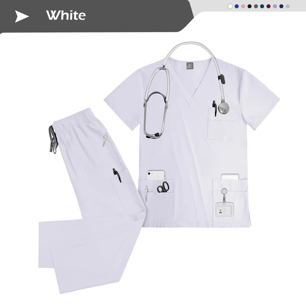 Scrub Sets Nursing Uniforms Medical Hospital Doctors Nurses for Women Men Clinical Sanitary Outfit Suit Beauty Salon SPA Uniform