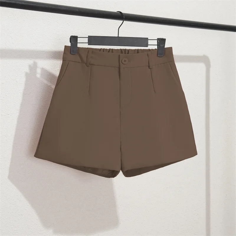 Korean Style Casual Elegant Office Lady Shorts Elastic Waist