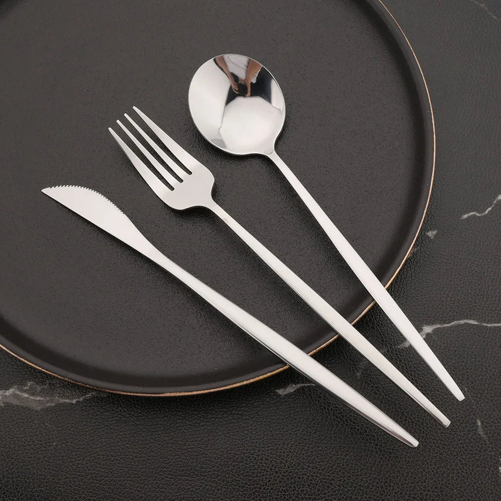 6Pcs Mirror Dinner Forks Cutlery Gold Stainless Steel Fork Flatware Kitchen Silverware Western Dinnerware Restaurant Fork Set