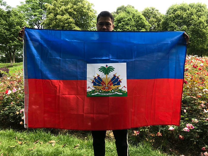 Drapeau Ciel Livraison gratuite Drapeau d'Haïti 90x150cm suspendu Polyester bleu rouge 2 côtés imprimés Drapeau national Haïti Bannière de sport