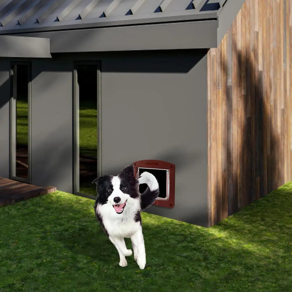 Pet Door 4 Way Locking Large Dog Cat Door Flap Install in Interior and Exterior Doors Weatherproof Pet Door for Wooden PVC Door