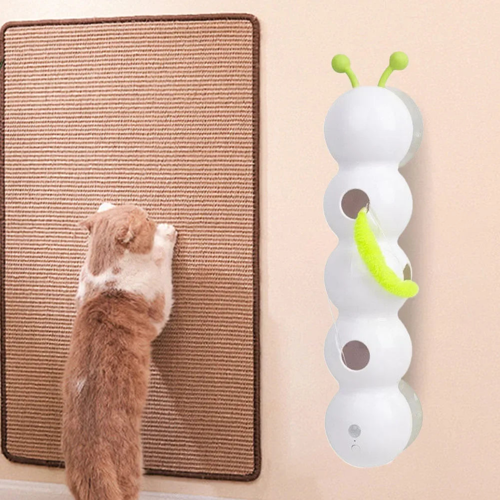 Smart Caterpillar Cat Toy Whack A Mole Cat Toy Interactive Cat Feather Toy Motion Sensor Teasing Cat Toy for Indoor Cats