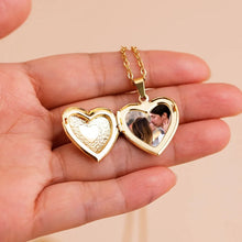 Customized 1/2 Photo Heart Locket Pendant Necklace, Fashion Women Necklace Personalized Souvenir Gifts, Mother's Day Idea Gifts