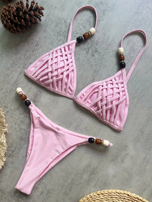 Pearls Strap Bikini Set Women Push Up Brazilian Swimsuit