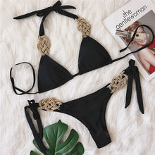 Black Brazilian Bikini Set For Women Triangle Top Swimwear