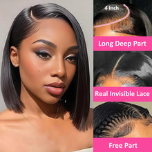 200% Density 13x4 Short Bob Straight Brazilian Remy Hair HD Transparent Lace Full Lace Frontal Wigs 4x4 5x5 Closure Wig 2x6 Lace