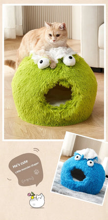 Cozy Enclosed Cat Bed for Winter Warmth Security Indoor Pet House for Cats and Small Dogs with Soft Padding 4 Seasons Use