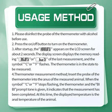 Thermomètre numérique professionnel pour animaux avec sonde souple, bleu, pour chien et chat, vétérinaire, équipement étanche