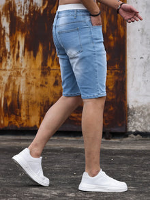 Men Jeans Shorts Strecth Washed Vintage Distressed Pockets Button Basics Straight Denims Streetwear 2025 Summer Short Pants