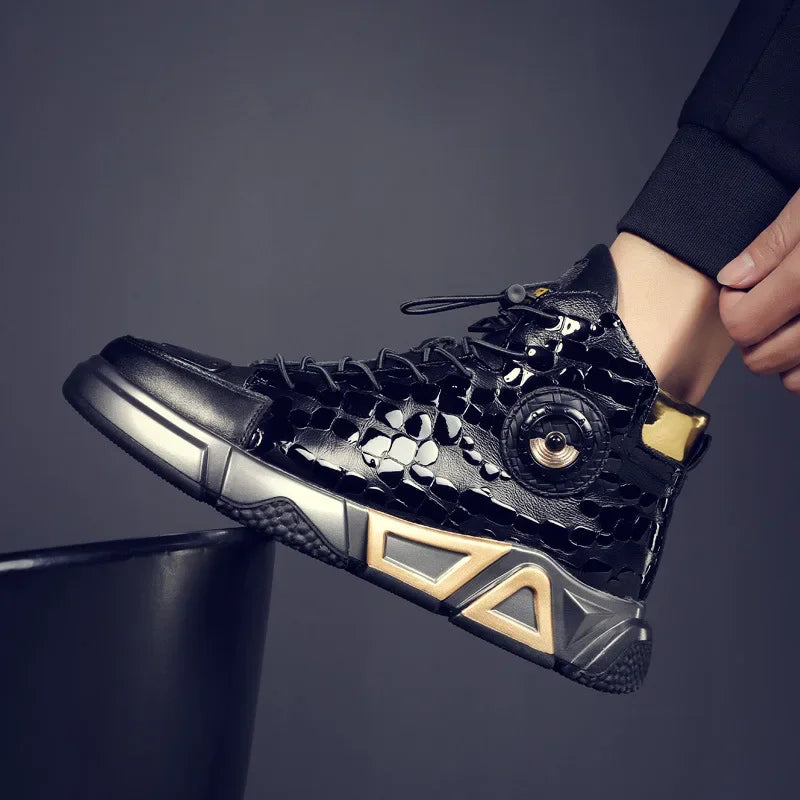 2026 Fashion Hip Hop Protective Boots Men Black High Top Leather Sneakers Luxury Designer Street Shoes
