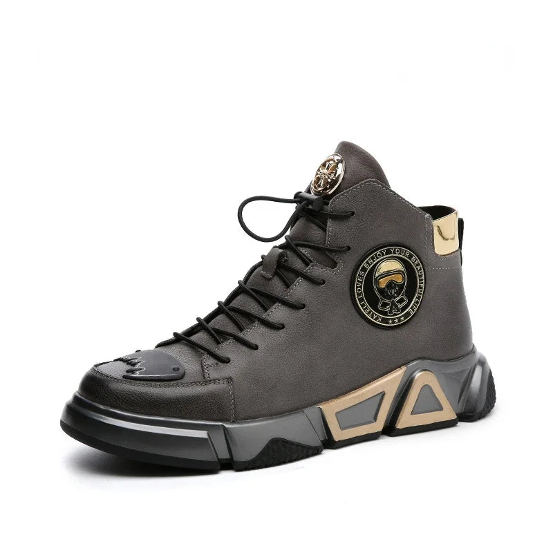 2026 Fashion Hip Hop Protective Boots Men Black High Top Leather Sneakers Luxury Designer Street Shoes