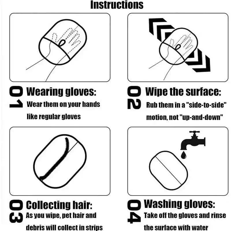 Upgraded Pet Hair Cleaning Removal Gloves Pet Grooming Finger Glove Reusable Sofa Carpets Cat Dog Hair Cleaning Tools