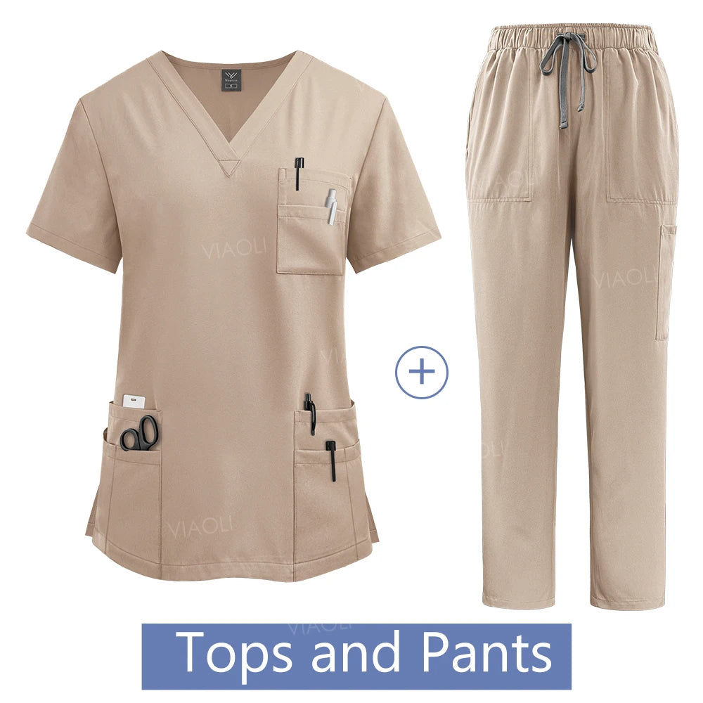 Wholesale Price Medical Suit for Women Surgical Gown Lab Coat with Pockets Dental Scrub Veterinary Uniform Soft Nursing Articles