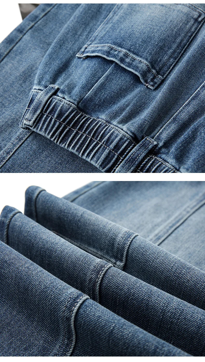 2026 New Arrival: Women's Blue High-Waisted Jeans, Fashionable Casual Wide-Leg Pants, Asian Sizes 26–30.