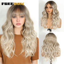 Freedom 6x4 Lace Front Wigs Ombre Brown Blonde Wavy Bangs