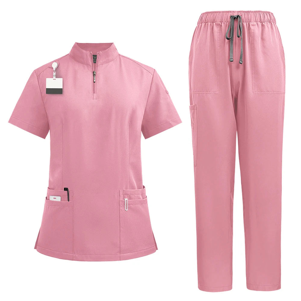 Women Hospital Doctor Workwear Unisex Medical Uniforms for V-neck Nurse Scurbs Set Oral Dental Surgery Work Uniform Short Sleeve