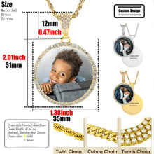 Hip Hop Jewelry Bling CZ Memorial Picture Frames Necklace Personalization Photo Custom 26/35/45/68.5MM Circle Medallions Pendant