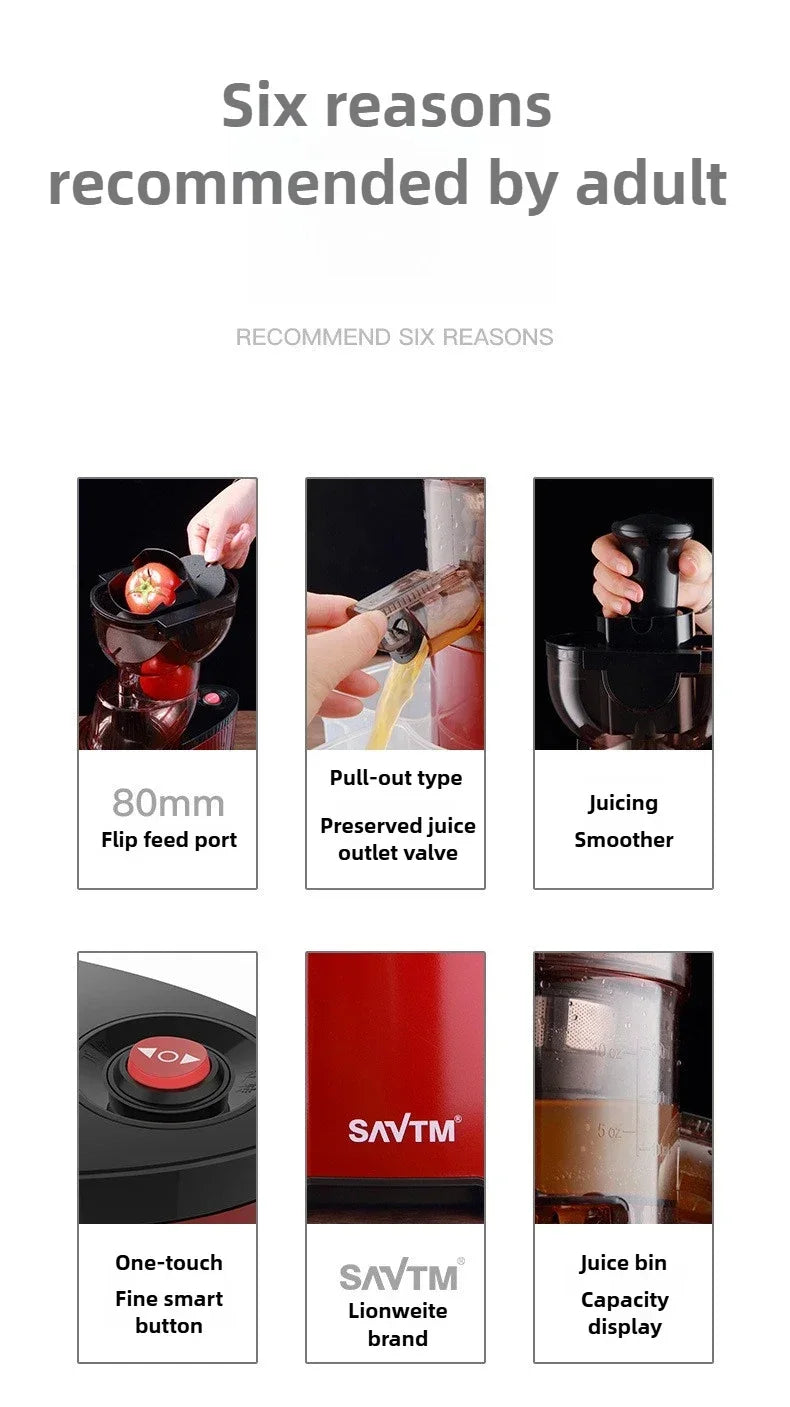 220V Cold Press Juicer Home Slag Separation Ginger Fruit Vegetable Juice Extractor Multifunctional Fruit Slow Juicer Automatic
