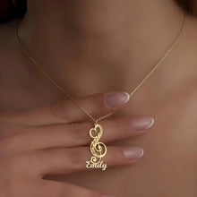 Personalized Music Note Name Necklace, Gold - Plated Stainless Steel Jewelry, Custom Cursive Name Pendant, Ideal Gift for Women