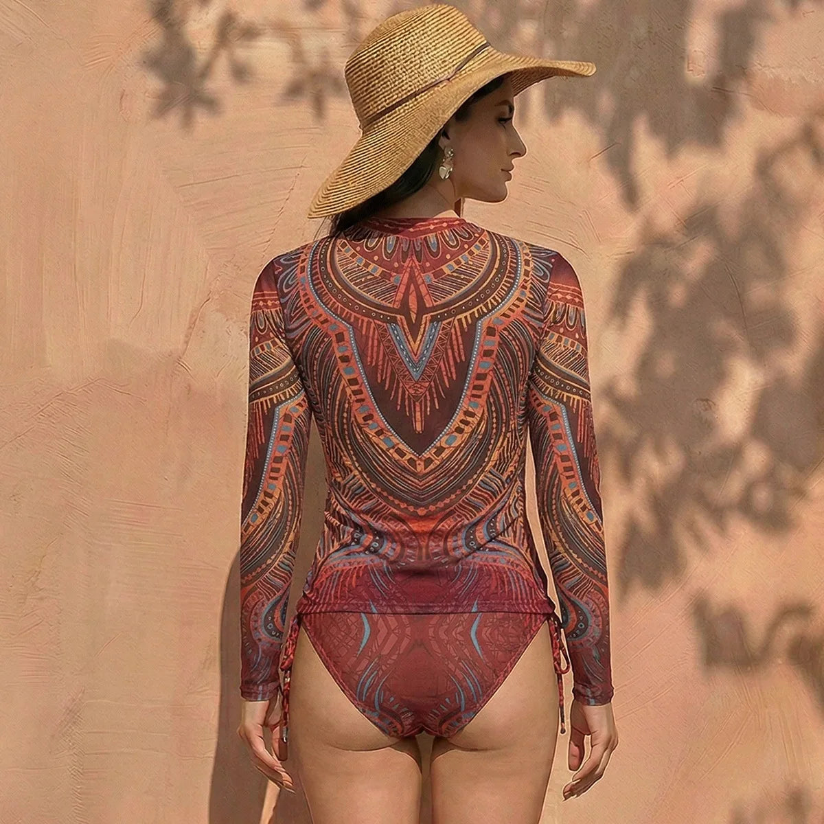 Women's Two Piece Swimwear Long Sleeve Mesh Swimsuit UPF 50+ 2026 New Smart Swimsuit SPF High Elasticity Padded Beachwear