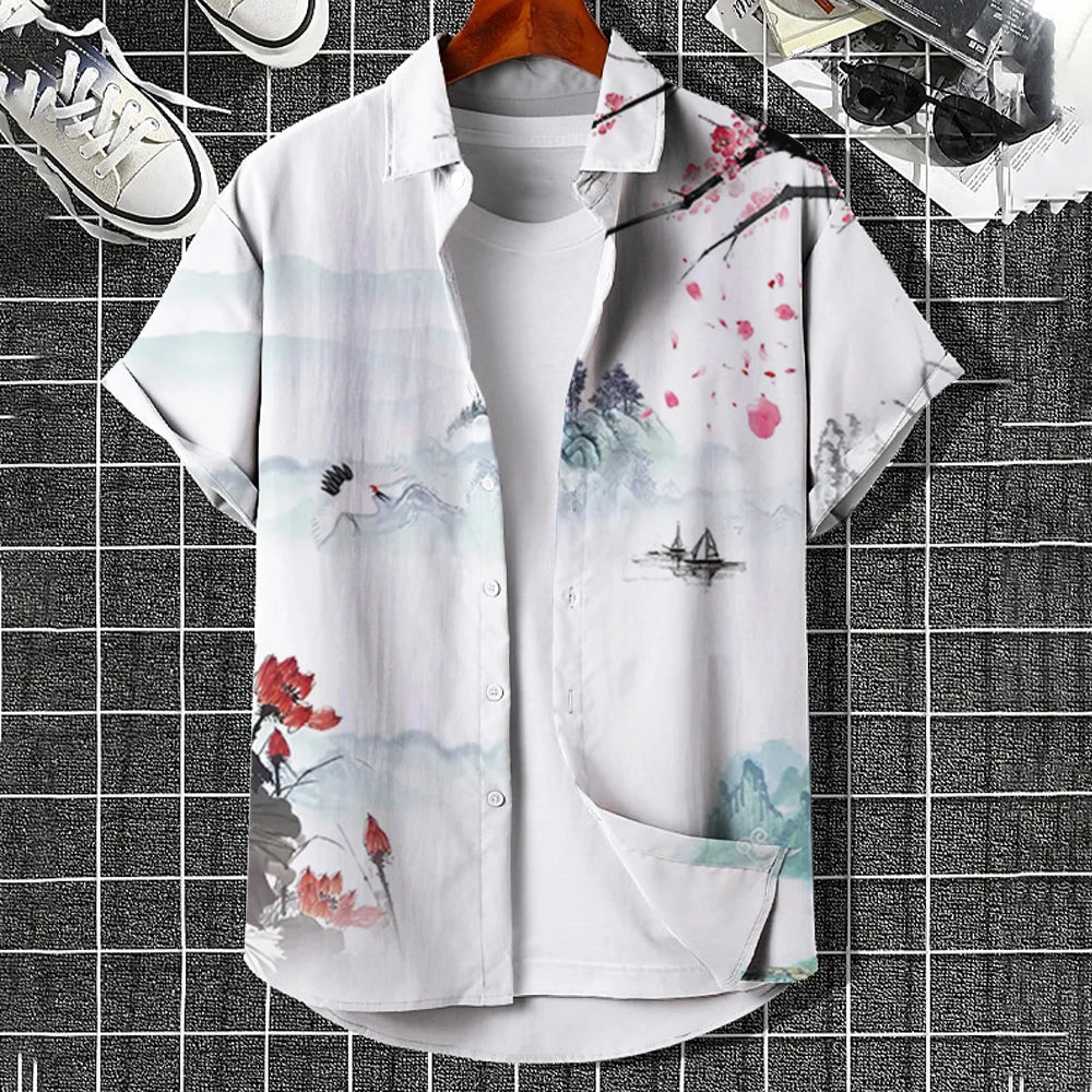Simple Men'S Shirt 3d Printed Retro Fashion Top Loose Oversized Wear Every Day Casual Short Sleeved Shirt Comfort Men'S Clothing