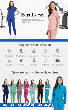 Hospital Surgical Uniform Medical Scrub Set Doctor Nurse Clothes Nursing Accessories Dental Clinic Beauty Salon Workwear Lab Set