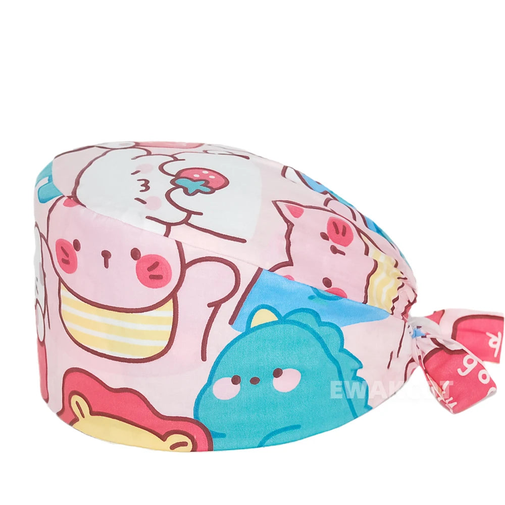 Unisex Surgical Cap Medical Working hat Animal printed Dental Beauty Salon Chef hats 100%Cotton Nurse Doctor Hospital Scrub Caps