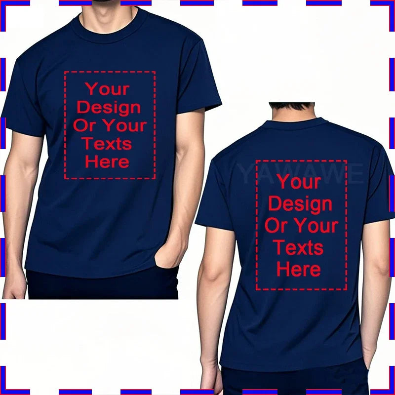 Design Your Own Oversized T-shirt for Men Custom Graphic Blank Cotton Personalized Message Tshirt Loose Fit Tops Gift Your Logo