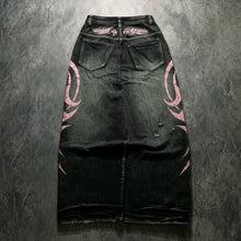 Men's Mottled Totem Print Jeans American Style Old Washed Wide Leg Retro Loose Fashion Trend Wide Leg Jeans Goth Pant Y2K Unisex