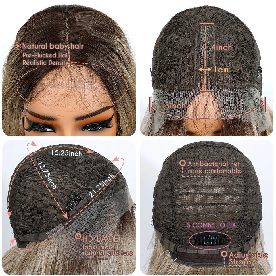 Noble 36 Inch Lace Front Wig Body Wave Ombre Blonde Cosplay