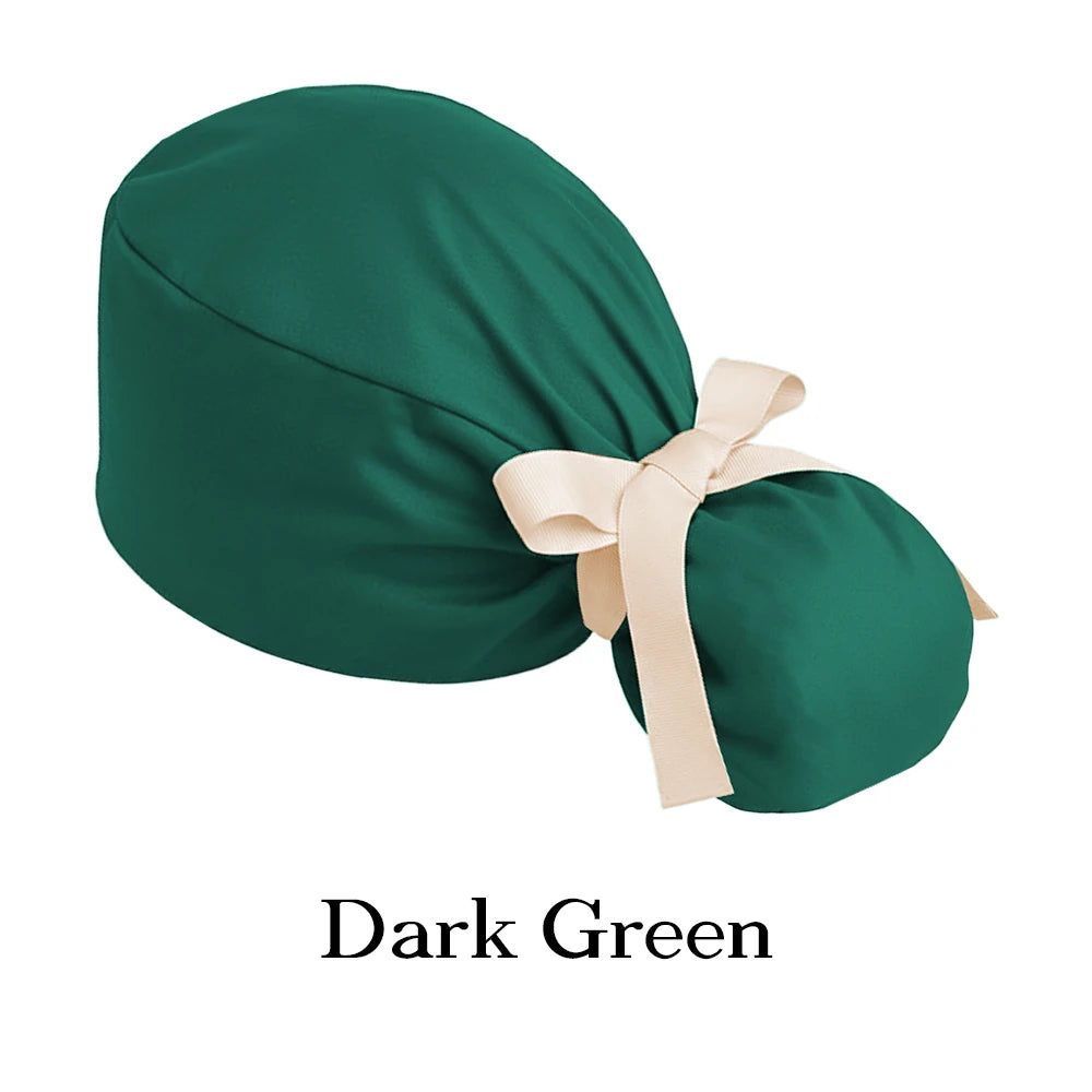 Ponytail Working Caps with Satin Lining for Women TOOTH Pet Doctor Nurse Scrubs Hat Stretch Long Hairs Nursing Caps C-TL-02