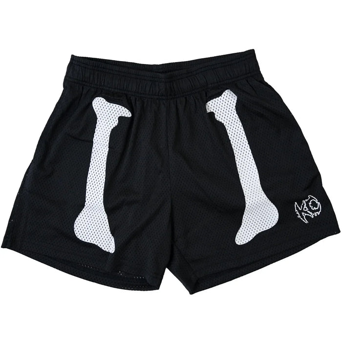 Shorts de basketball en mesh style streetwear, motif tête de mort, style rétro Y2K, shorts décontractés pour hommes, respirants et à séchage rapide pour l'été