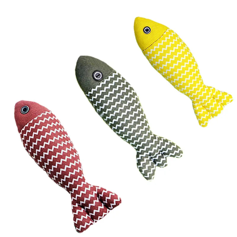 Pet cat toy to relieve boredom and self-entertaining cat imitation hemp cloth cat mint fish tooth grinding training kitten