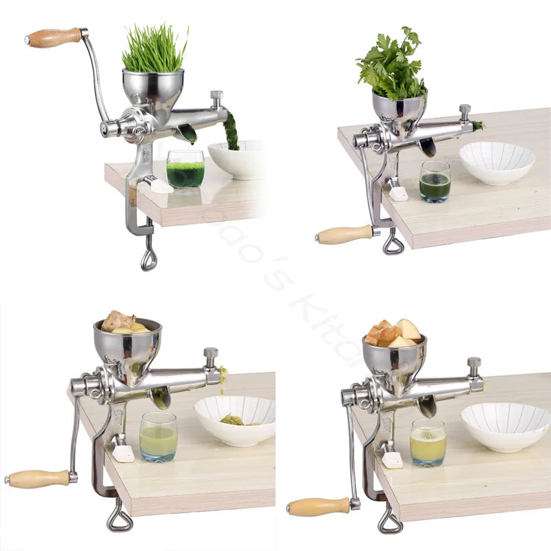 Stainless Steel Manual Juicer Extract Ginger Juice Machine Wheat Grass Juicer Auger Slow Squeezer