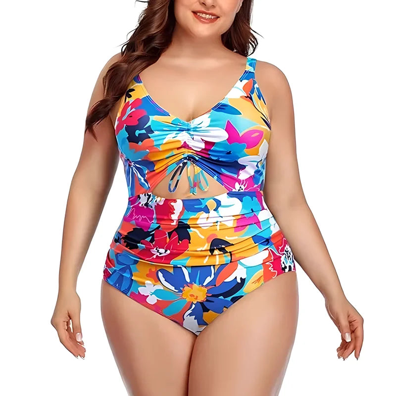 Plus Size Floral One Piece Swimsuit With Tummy Control