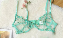 YUQI French Style Luxury Lingerie-Floral Embroidery Black Sheer Bra Set, Sensual Women's Intimates Elegant Transparent Underwear