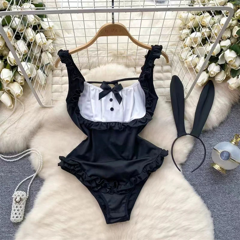 PU Leather Women Bodysuit Zipper Slim Romper Streetwear